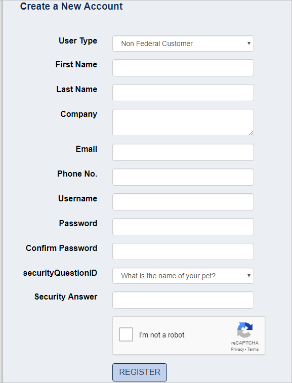 Screenshot of registration form for the LADMF site.