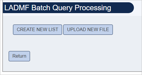 Screenshot of DMF AUT batch List page.