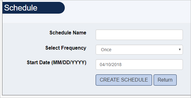 Screenshot of schedule button.