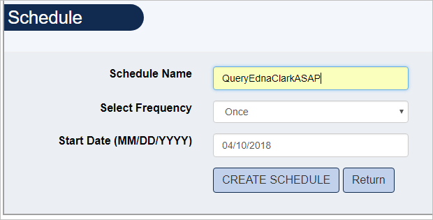 Screenshot of Enter schedule name.